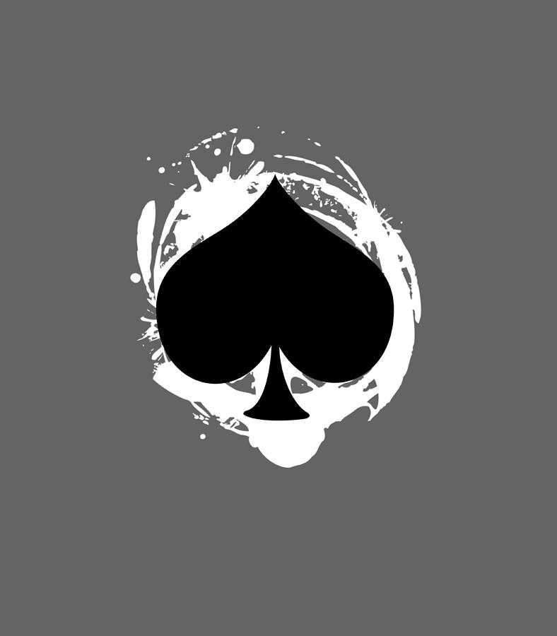 Black Spade White Splatter Outline Cool Poker Player Digital Art by ...