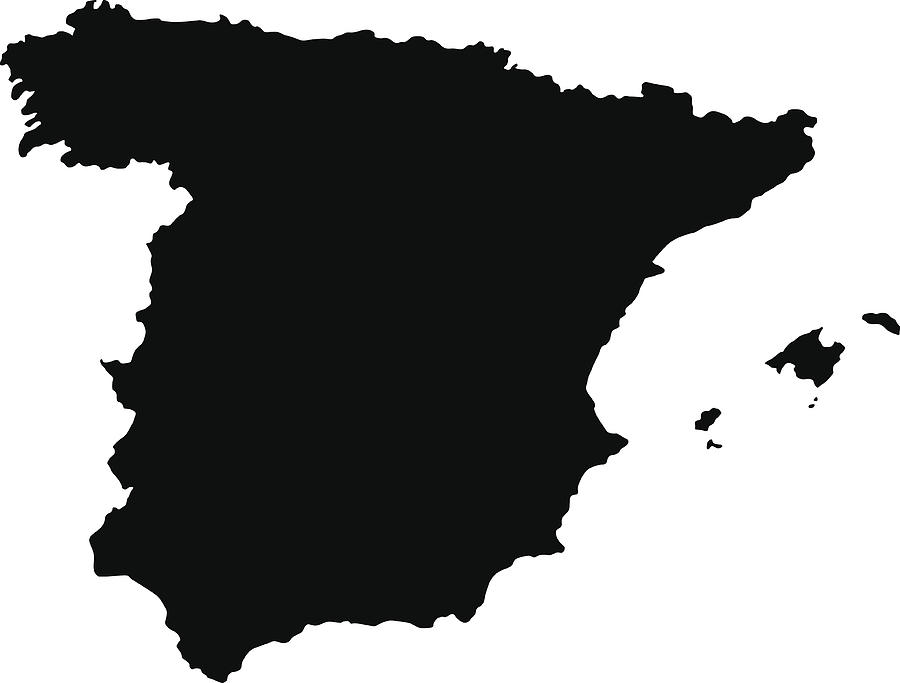 Black Spain Map Drawing by Pop_jop
