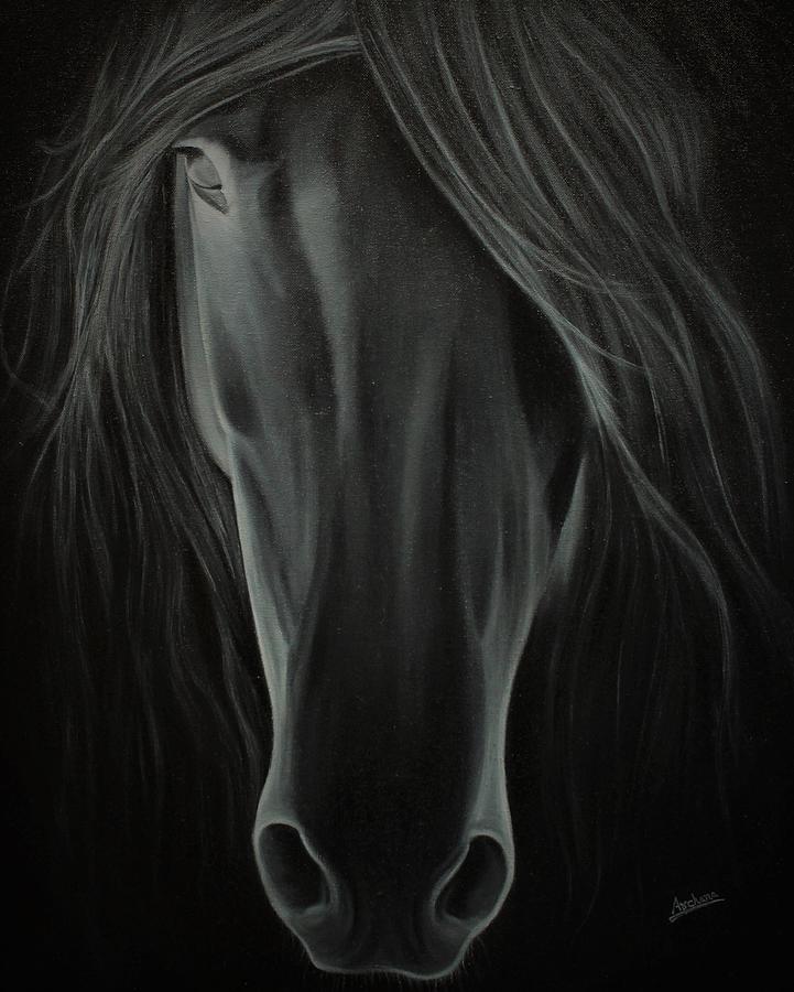 Black Stallion Painting by Archana Gautam