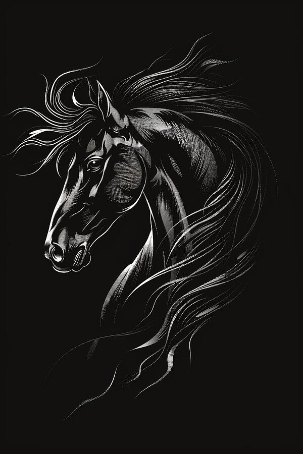 Black Stallion Silhouette 3 Digital Art by Athena Mckinzie