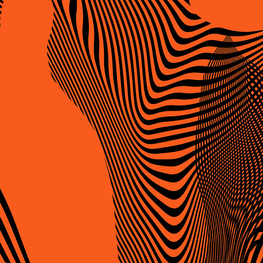 Black Stripe Orange Fantasia  Digital Art by Eena Bo