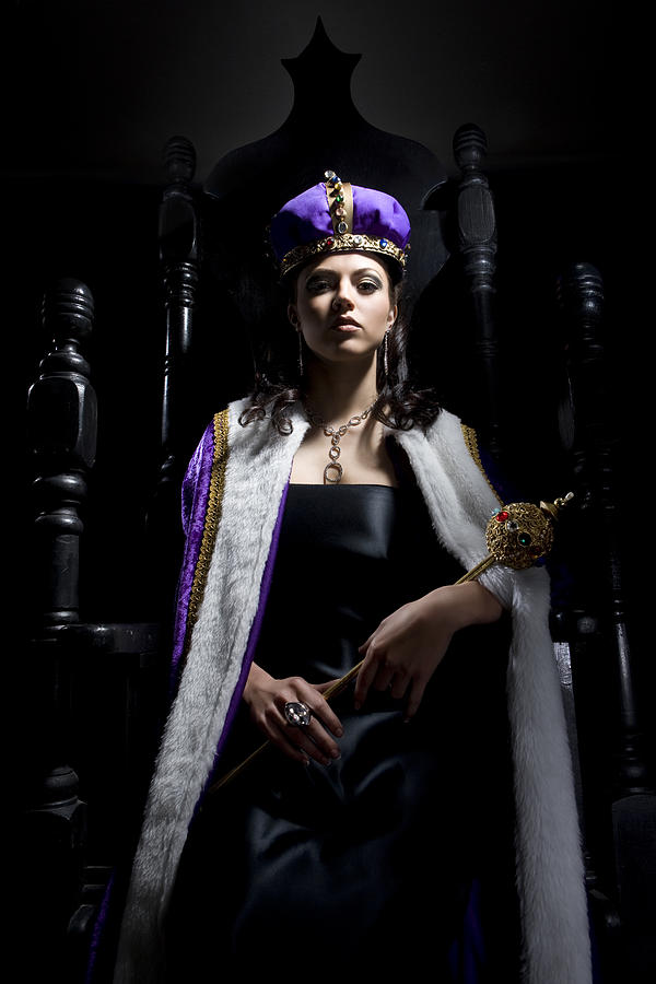 Black Throne with Beautiful Queen Holding Scepter Photograph by Quavondo