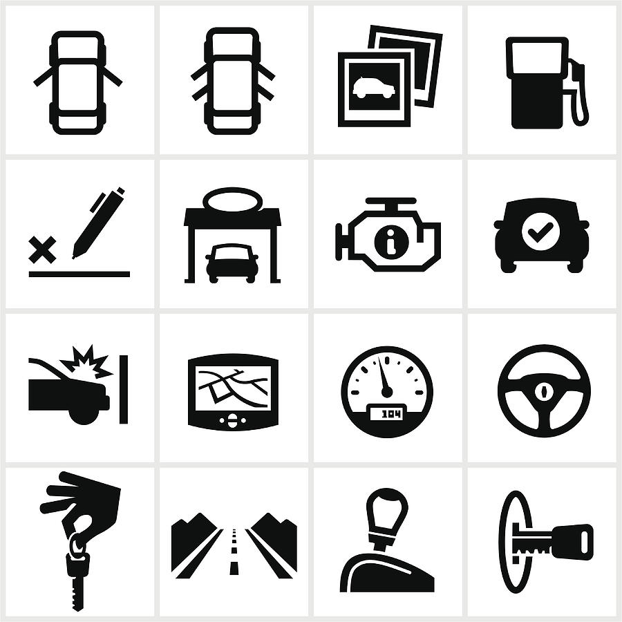 Black Vehicle Icons Drawing by Appleuzr