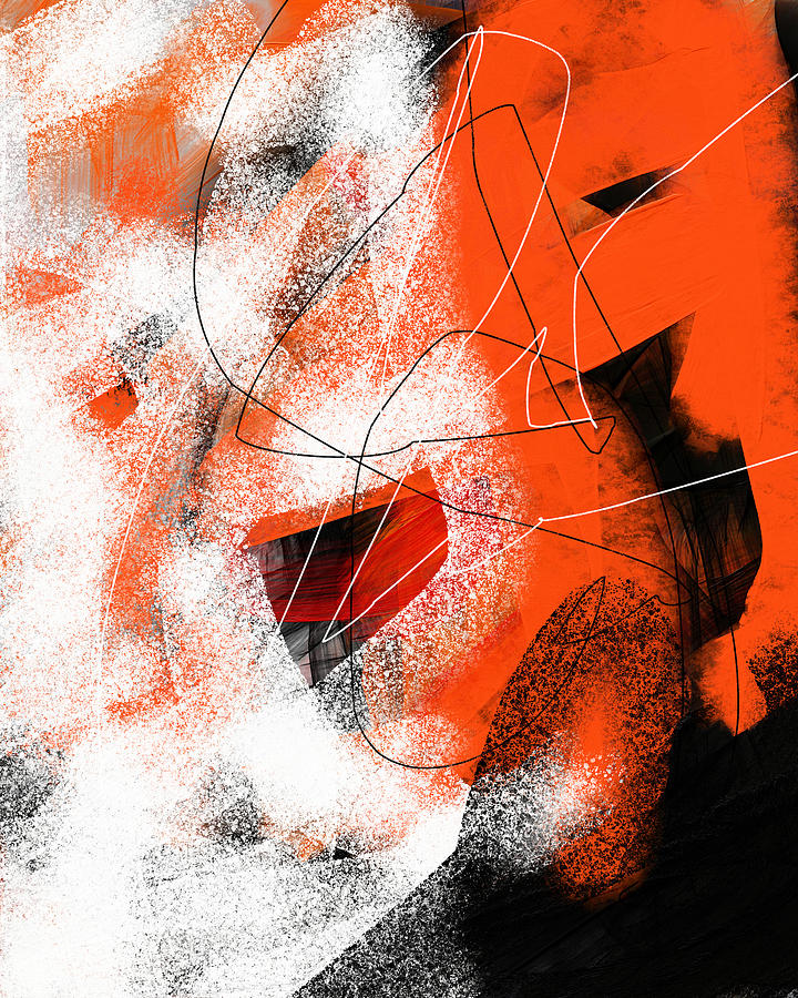 Black White And Orange Modern Abstract Painting Painting by Wall Art ...