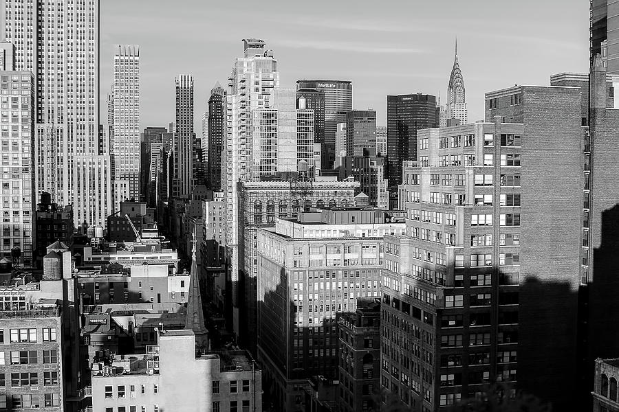 Black white Manhattan with chrysler building NYC Photograph by Habib Ayat