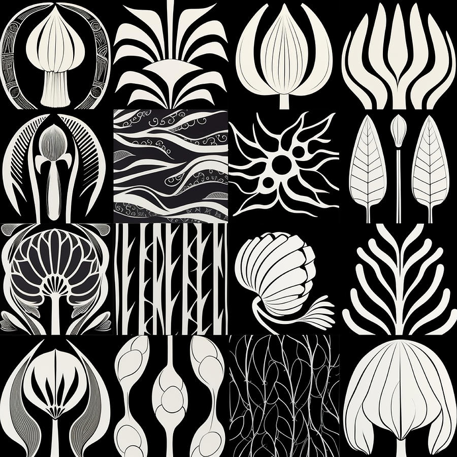 Black White Nature Pattern Digital Art by Danny Ferreira - Fine Art America