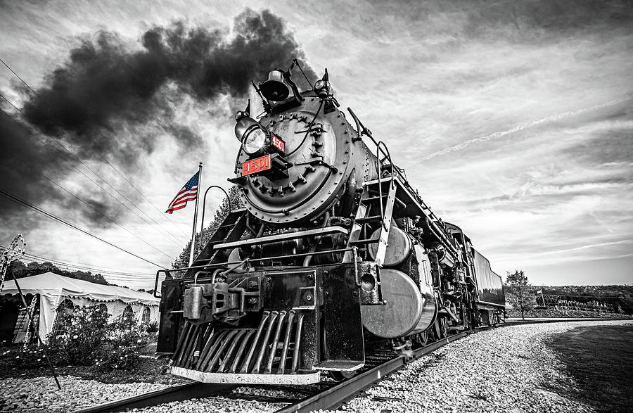 Black White Vintage Steam Train Photograph by Isoneedphotos By Andrew Keller
