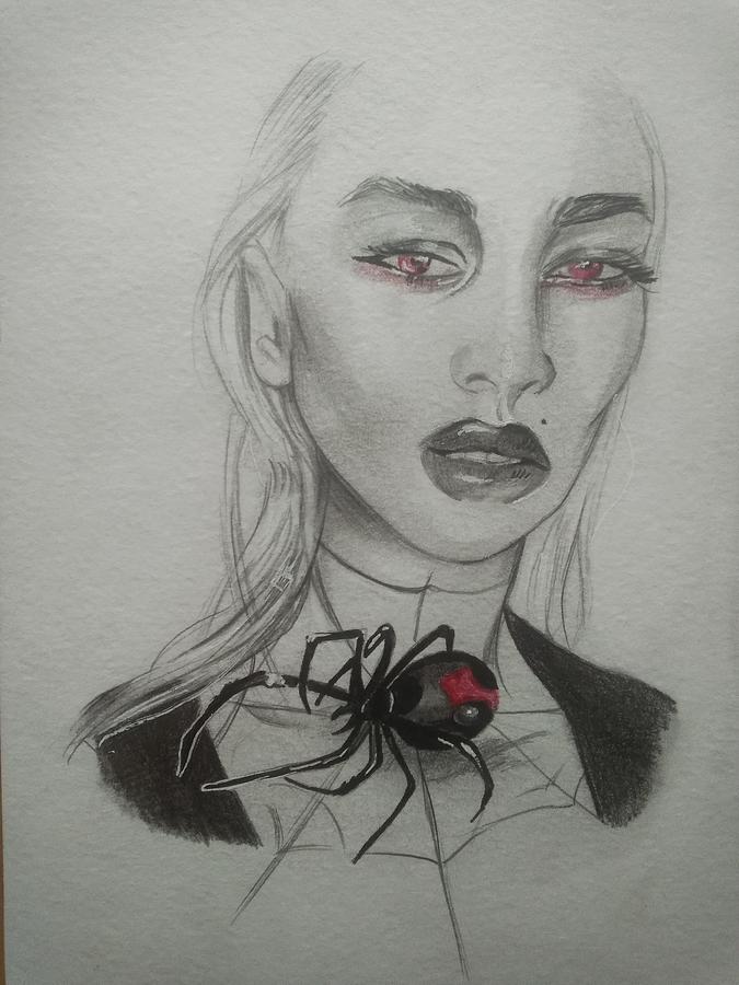 Black widow Drawing by Galina Koleva