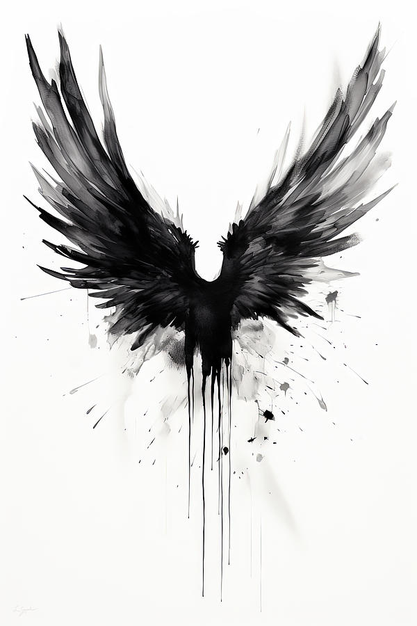 Black Wings Art Painting by Lourry Legarde