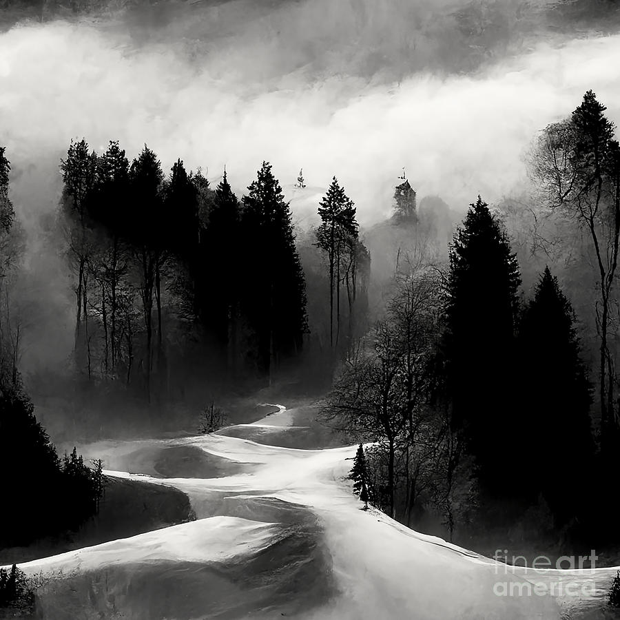 Nature Digital Art - Black winter forest by Sabantha