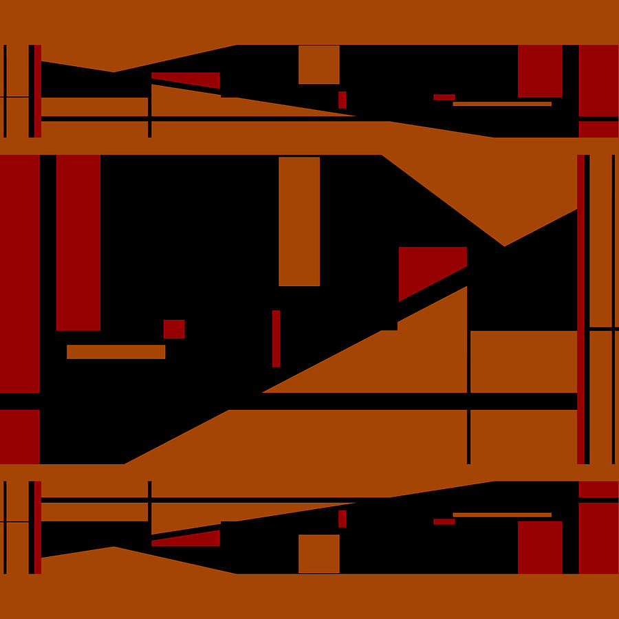 Black with Red on Muted Orange Classical Mediterranean Design Digital Art by Elastic Pixels