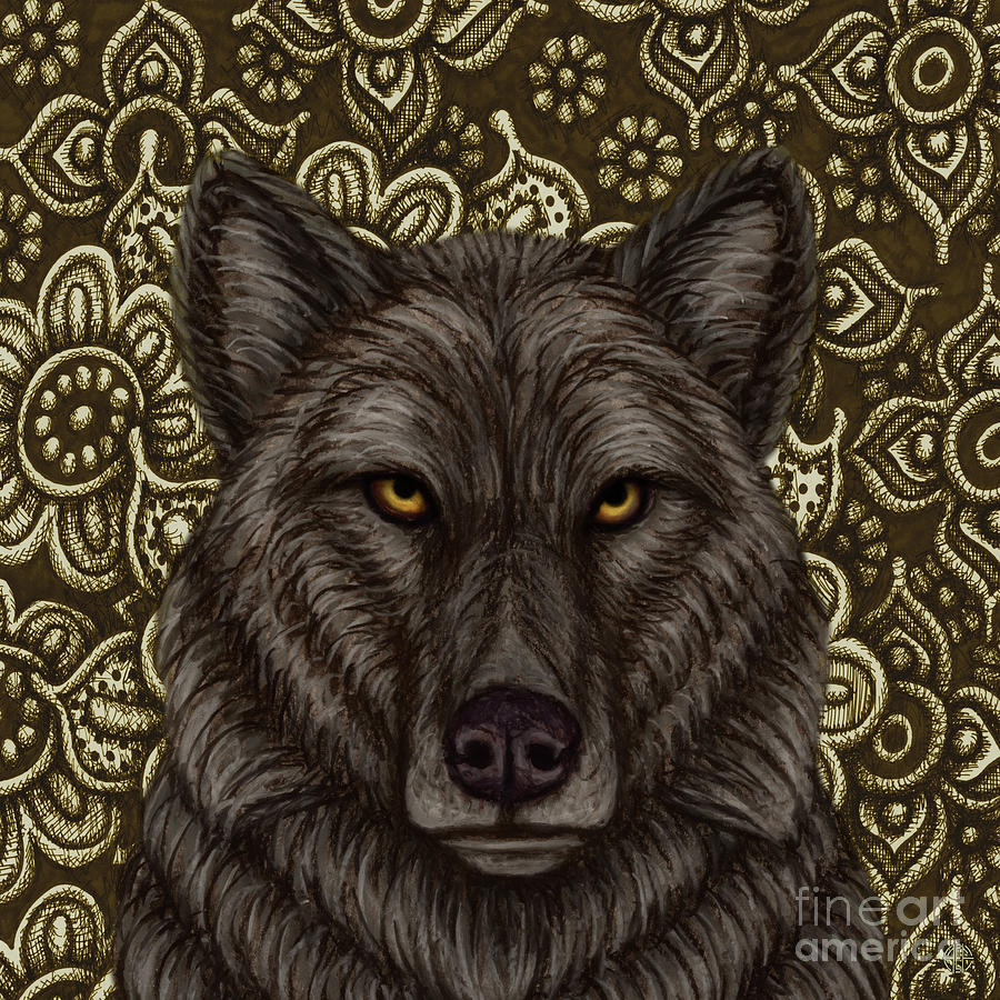 Black Wolf Tapestry Painting by Amy E Fraser