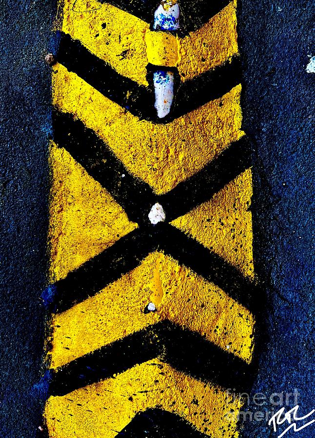 Black X Yellow Line Photograph
