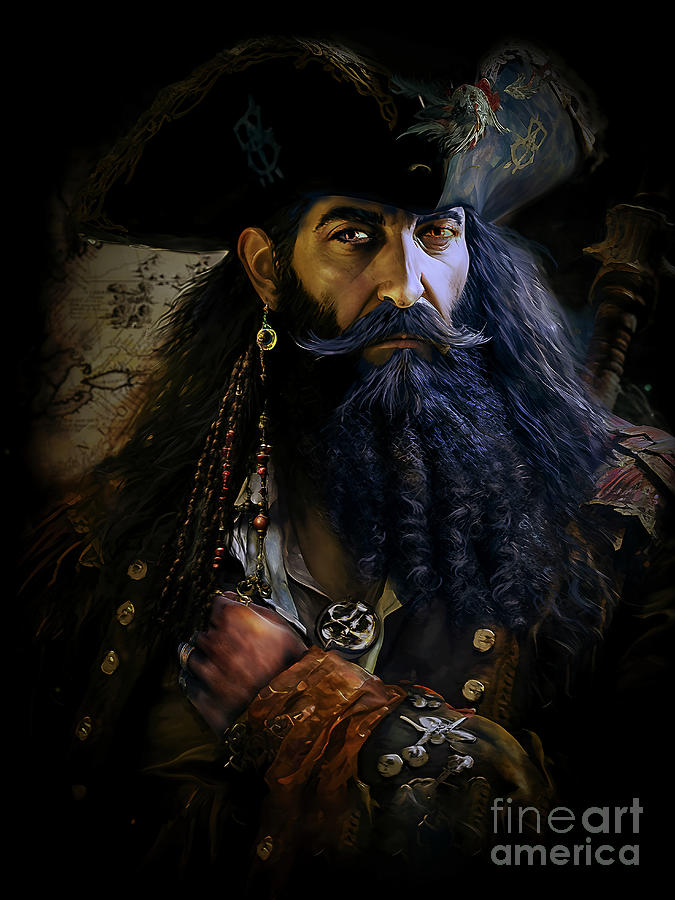 Blackbeard the Pirate Digital Art by Shanina Conway
