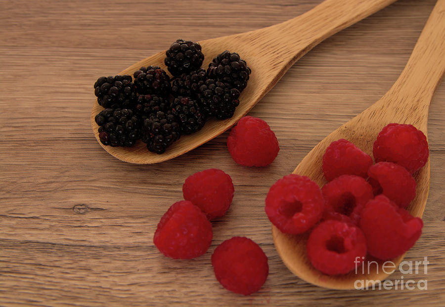 Blackberry and Raspberry spoons Photograph by Stephen Melia