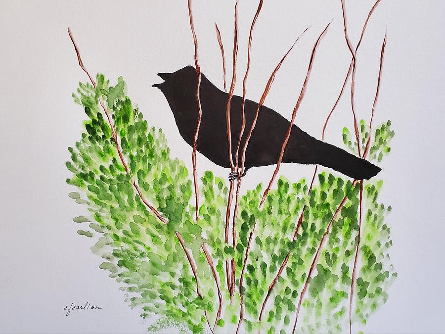 Blackbird Singing Painting by Claudette Carlton