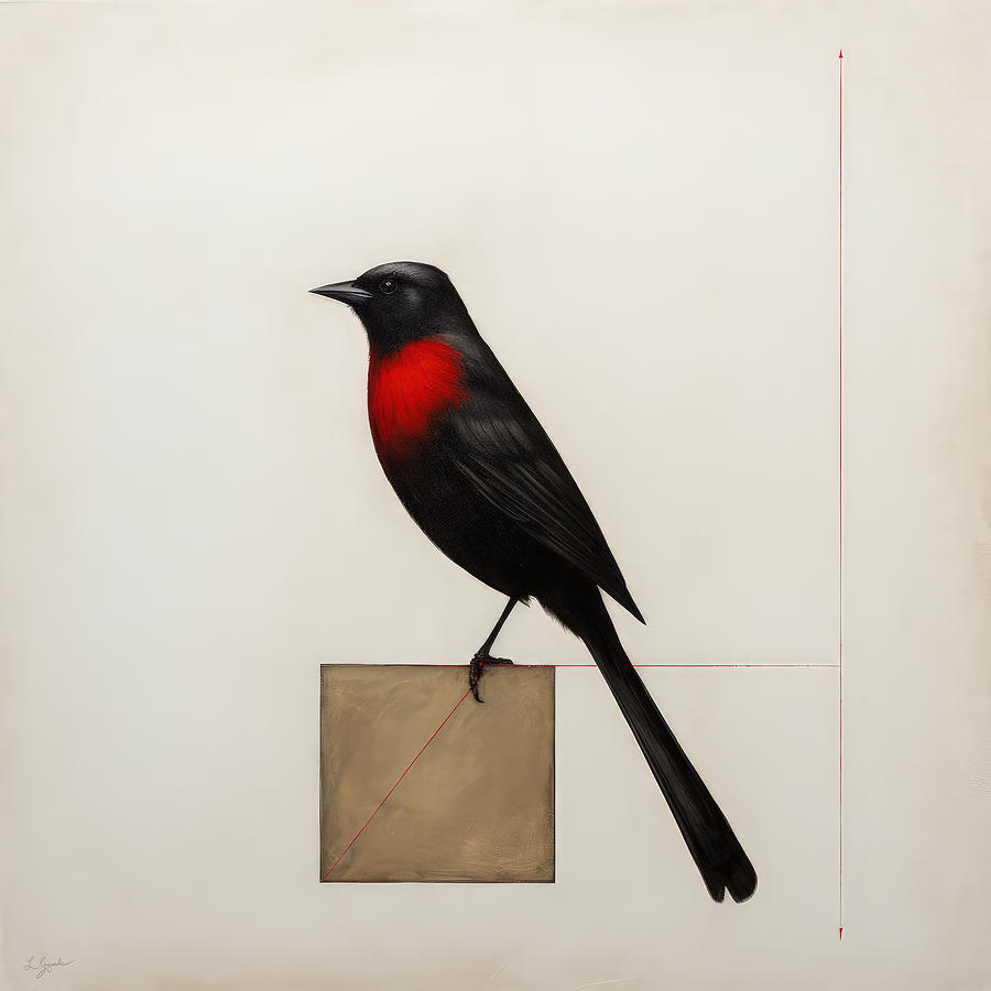 Cardinal Painting - Blackbird Meets Drama by Lourry Legarde