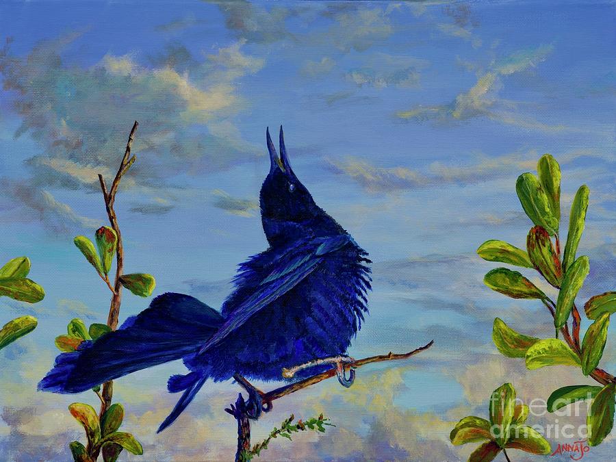 Blackbird Singing... Painting by AnnaJo Vahle