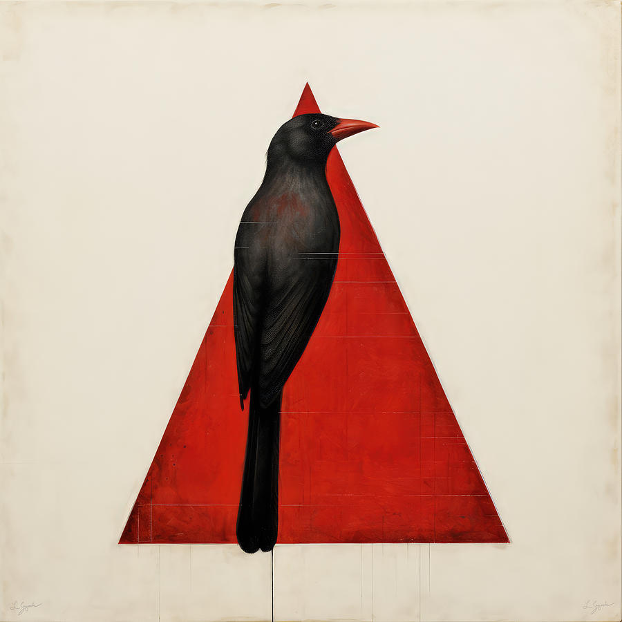 Cardinal Painting - Blackbirds Reign of Minimalism by Lourry Legarde