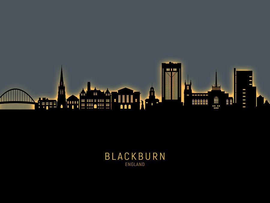 Blackburn England Skyline #42 Digital Art by Michael Tompsett