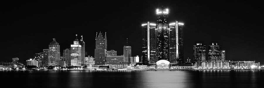 Detroit Photograph - Blackest Detroit Night Pano by Frozen in Time Fine Art Photography