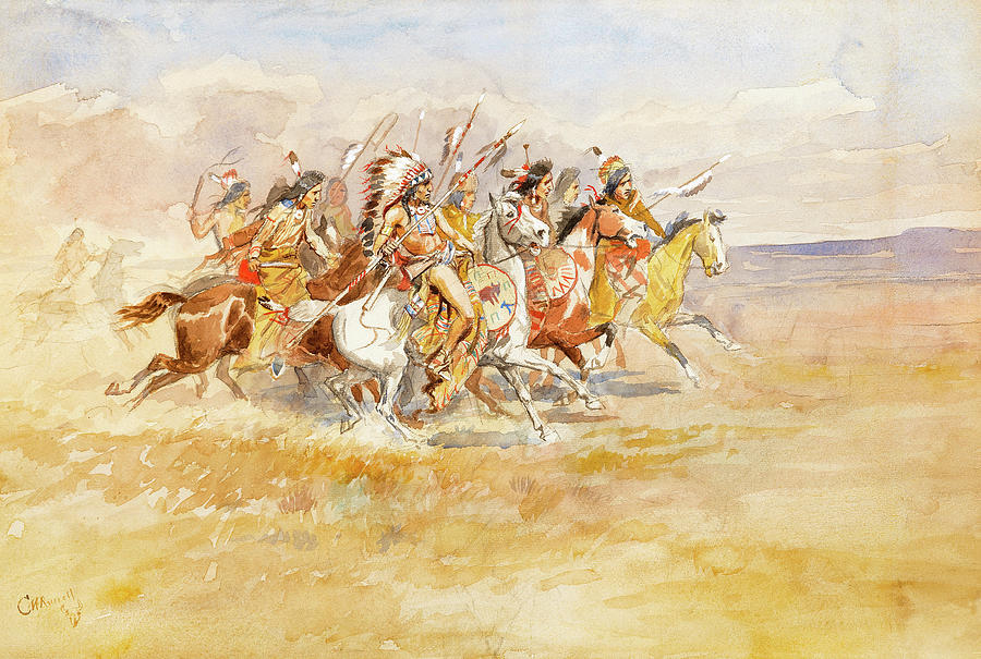 Charles Marion Russell Painting - Blackfeet War Party, 1896 by Charles Marion Russell