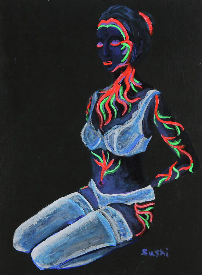 Blacklight and UV Paint Study 1 Painting by Sushi Erotic - Fine