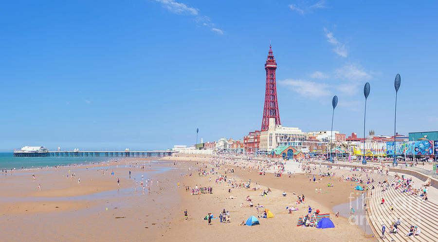 Blackpool Tower and beach, England Photograph by Neale And Judith Clark