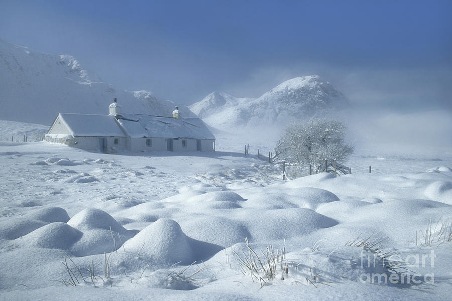 Blackrock Cottage in Winter Glen Coe Scotland Photograph by Barbara Jones PhotosEcosse