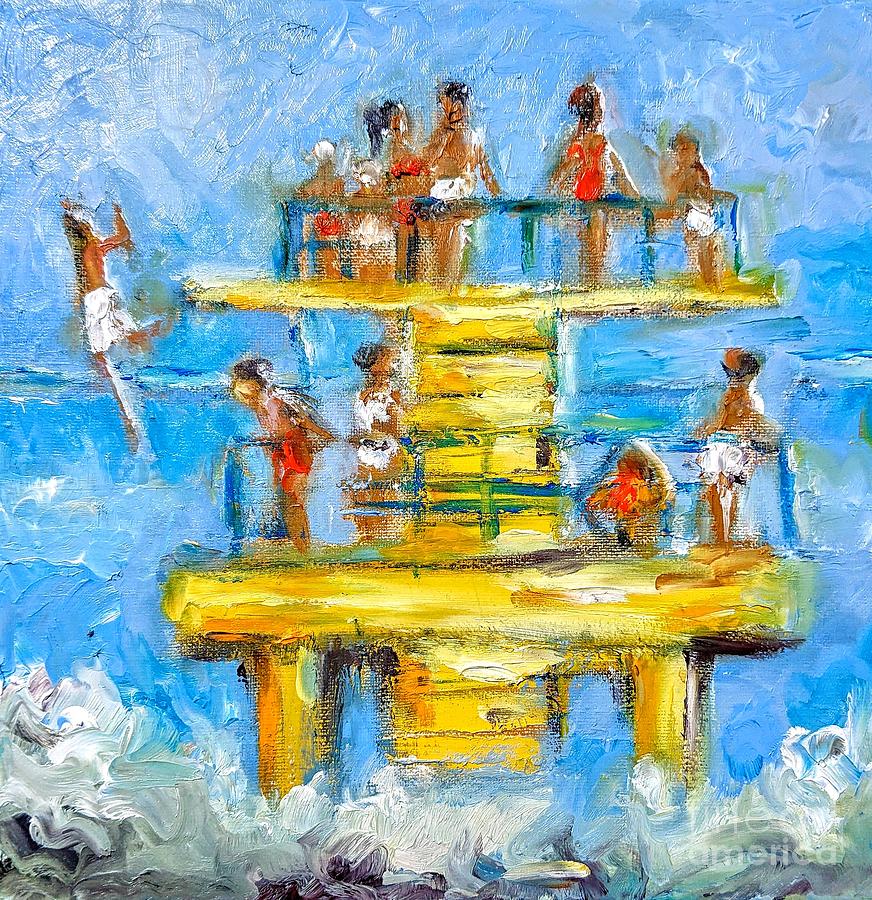 Painting of Blackrock diving tower  Painting by Mary Cahalan Lee - aka PIXI