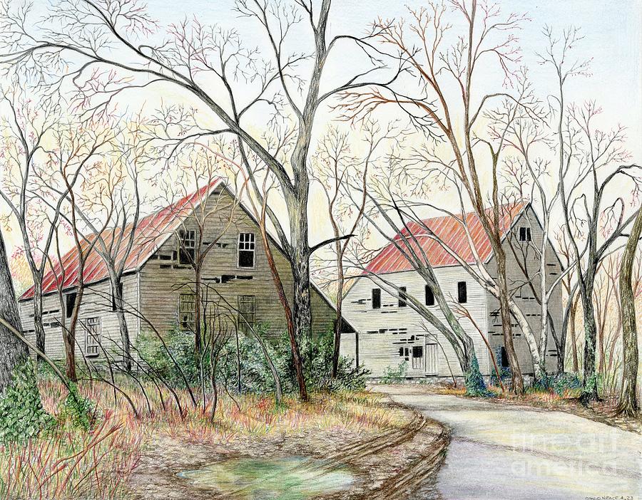 Blacksmith and Grist Mill Drawing by David Neace CPX