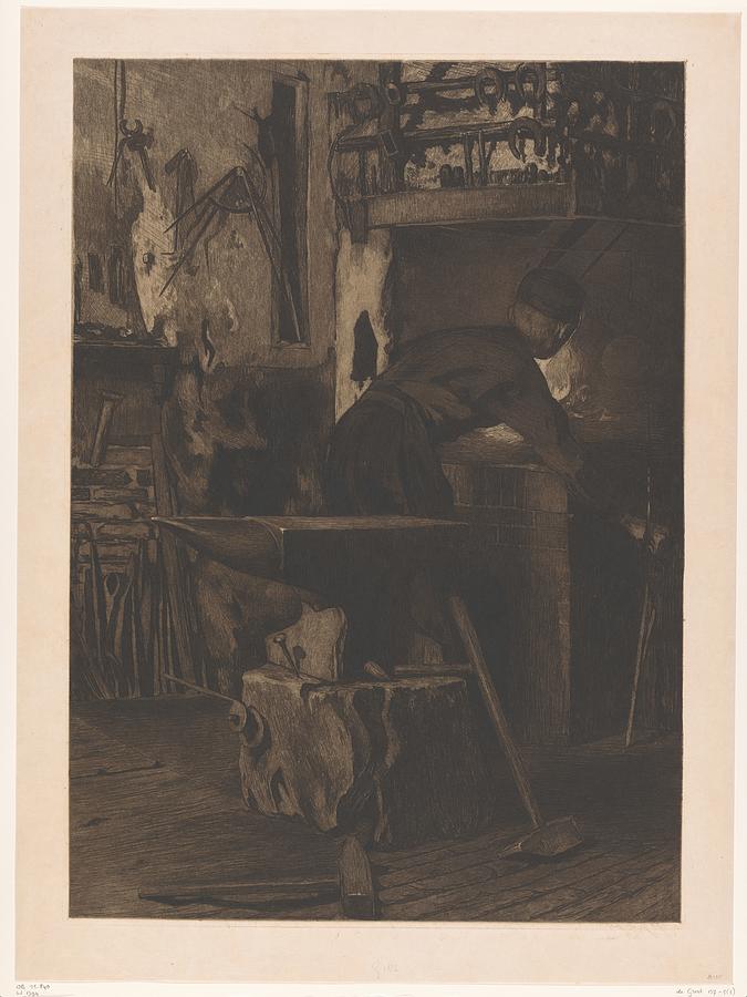 Blacksmith at work with a vice by a window, Willem Witsen, c. 1908 Painting by MotionAge Designs