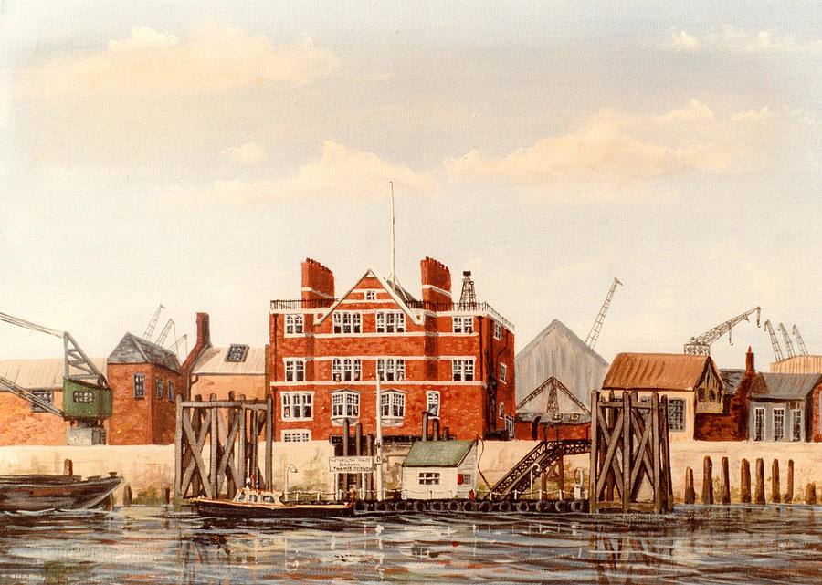 Blackwall Thames Police Station 1970s Painting by Mackenzie Moulton