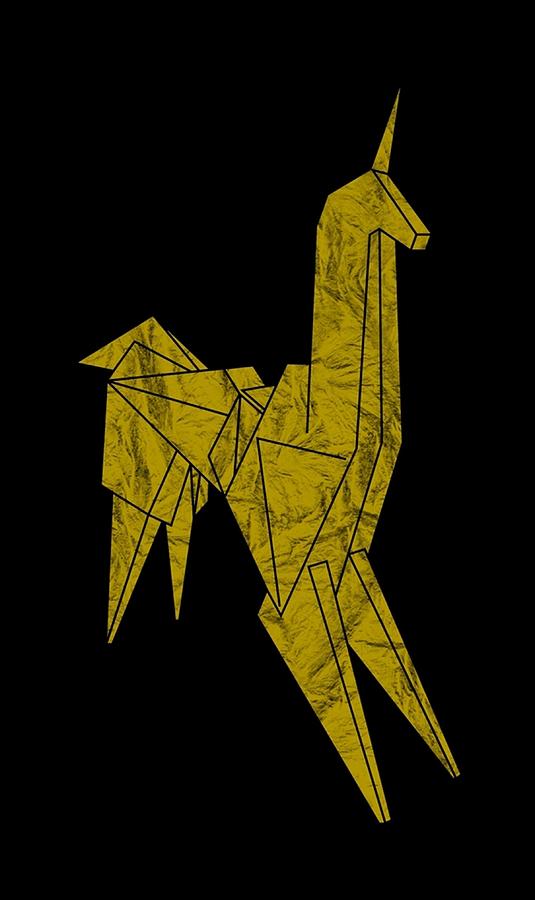 Blade Runner - Gold Texture Unicorn Digital Art by William Stratton
