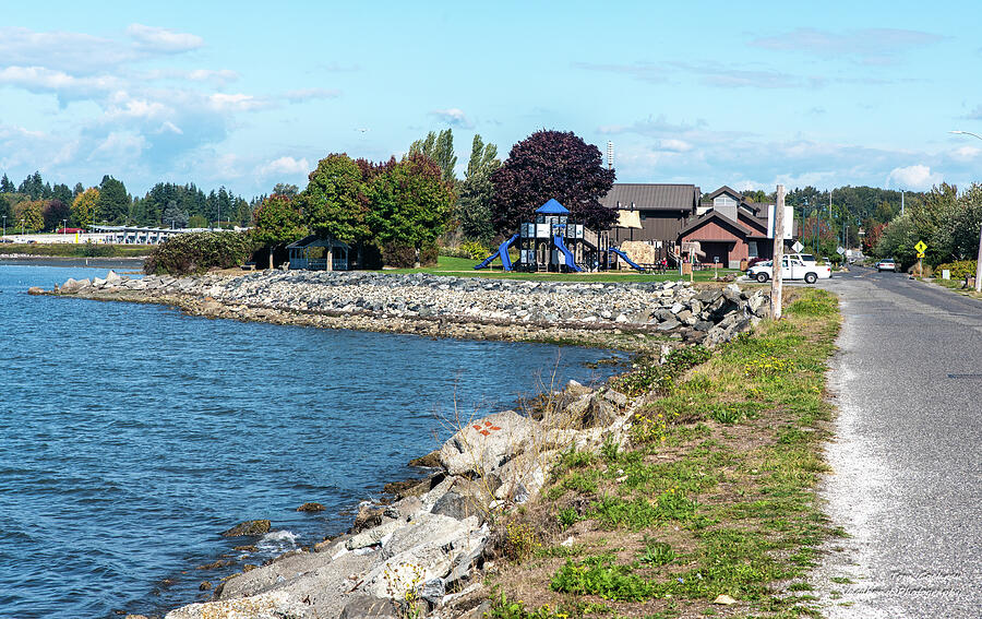 Scenic Lakeside Playground Photograph - Blaine Lighthouse Playground and Pirate Ship by Tom Cochran