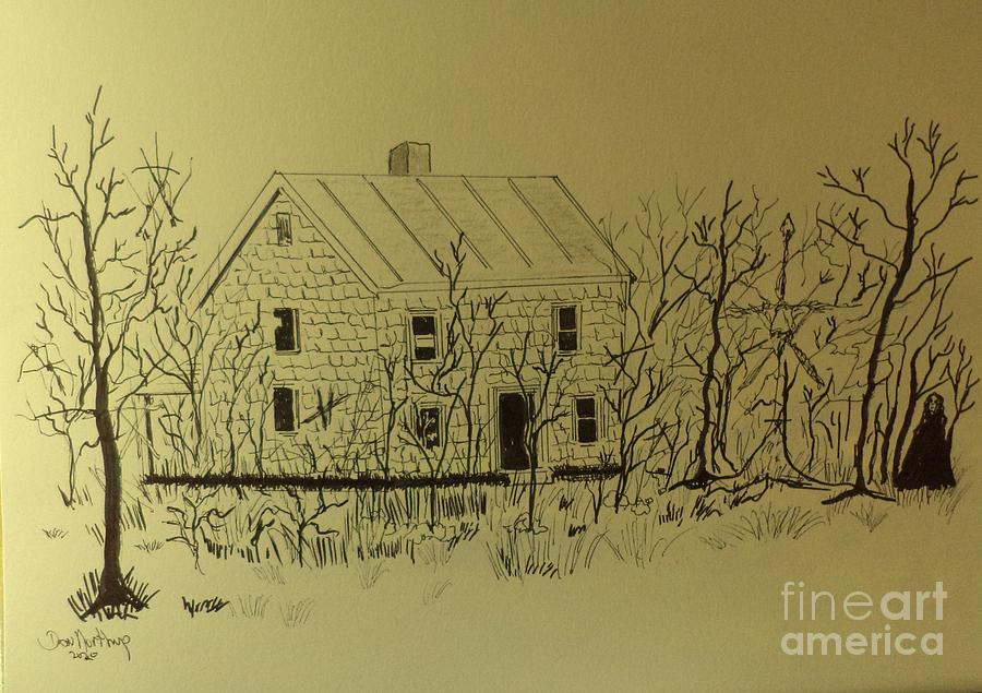 Blair Witch House Ink Drawing Drawing by Donald Northup