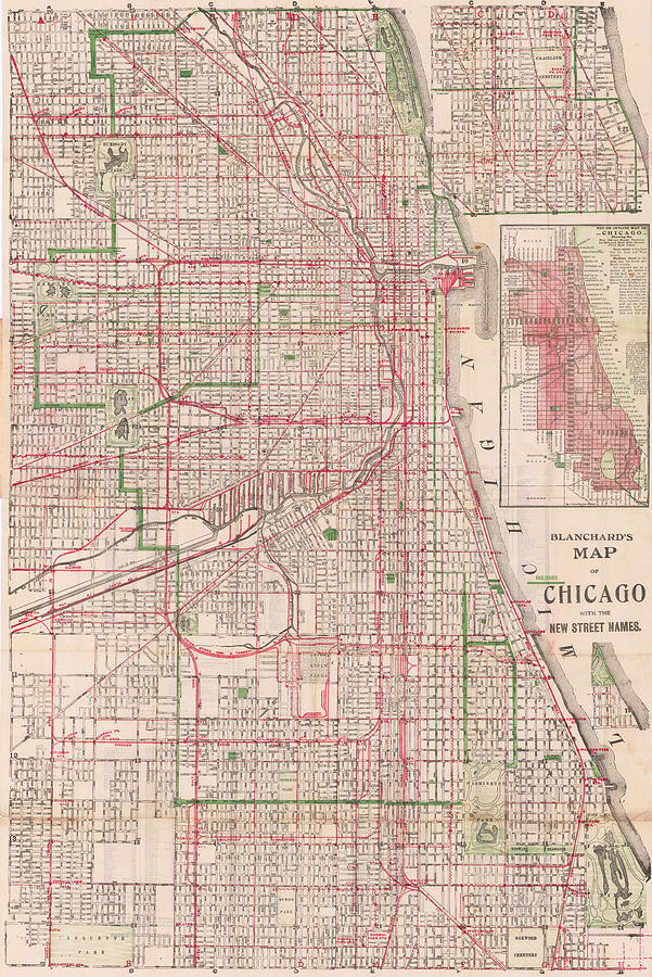 Blanchard s Map of Chicago Chicago Painting by George F Cram - Fine Art ...