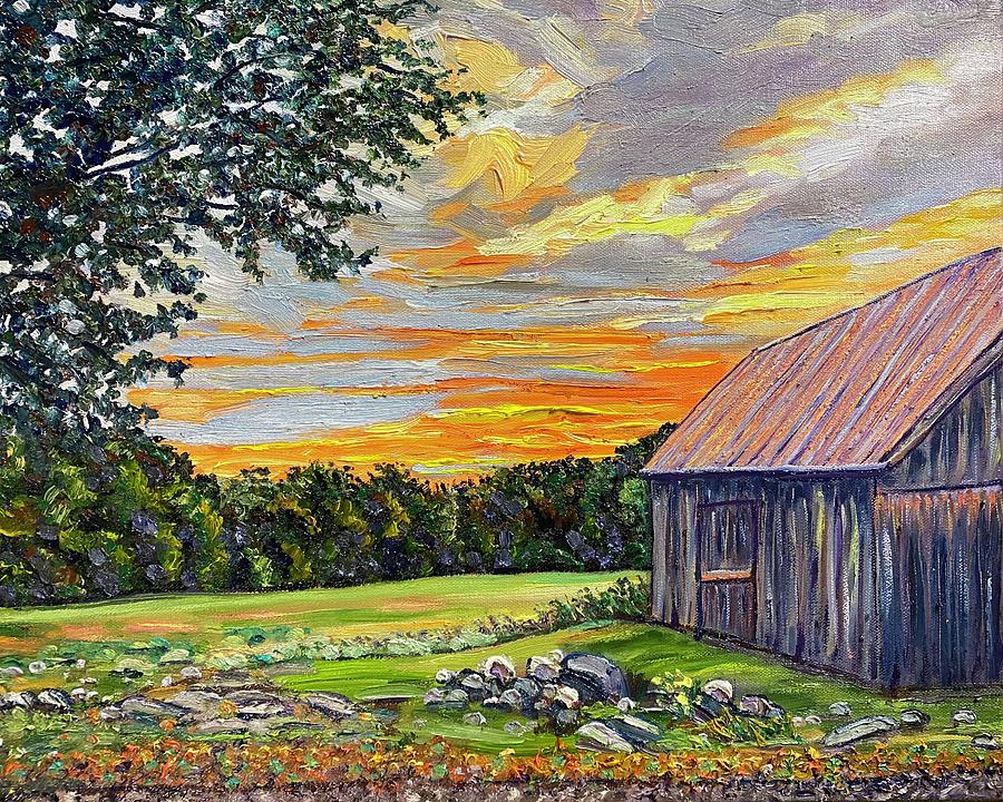 Blandford Barn Sunset Painting by Richard Nowak