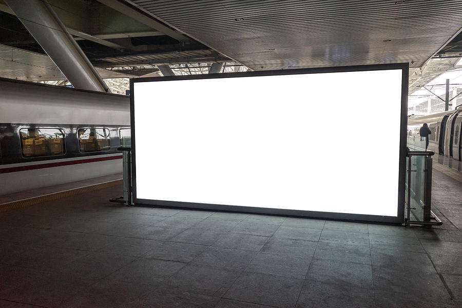 Blank Billboard At Railroad Station Photograph by Lupengyu