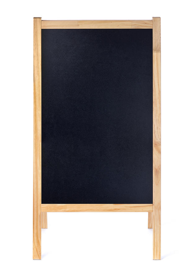 Blank Restaurant Menu Blackboard Sign Easel Frame with Copy Space Photograph by YinYang
