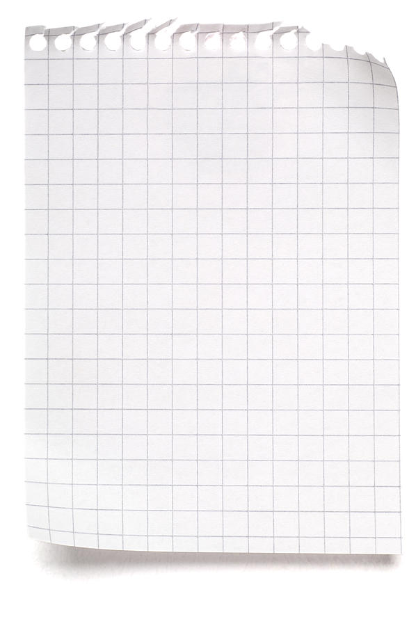 Blank sheet of maths paper on white Photograph by Stockcam