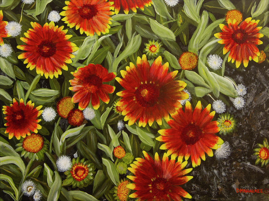 Blanket Flowers Painting by Donna  Manaraze