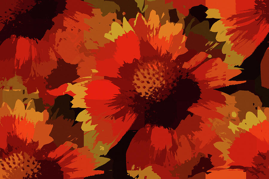 Blanket Flowers Pop Abstract Mixed Media
