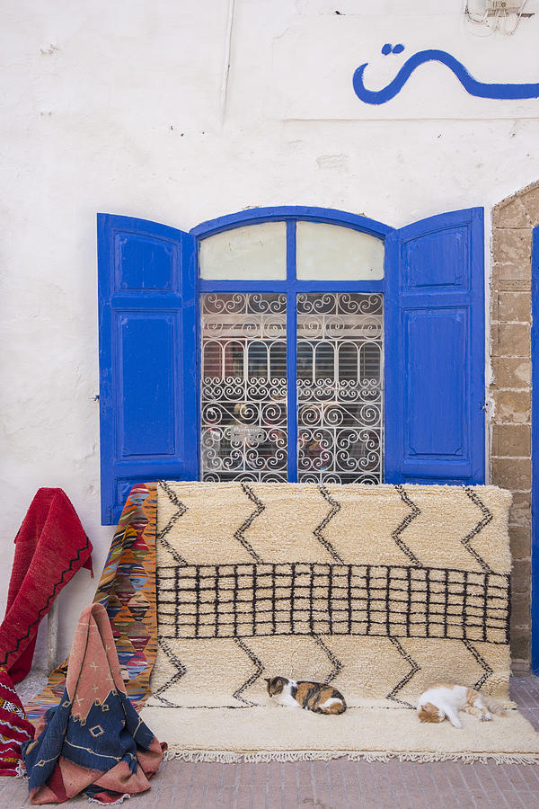 Blankets and scarves in Essaouira, Morocco Photograph by David Clapp