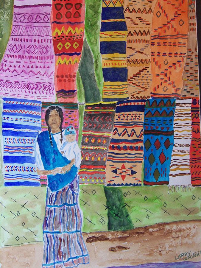 Blankets For Sale In Guatemala Painting by Larry Wright