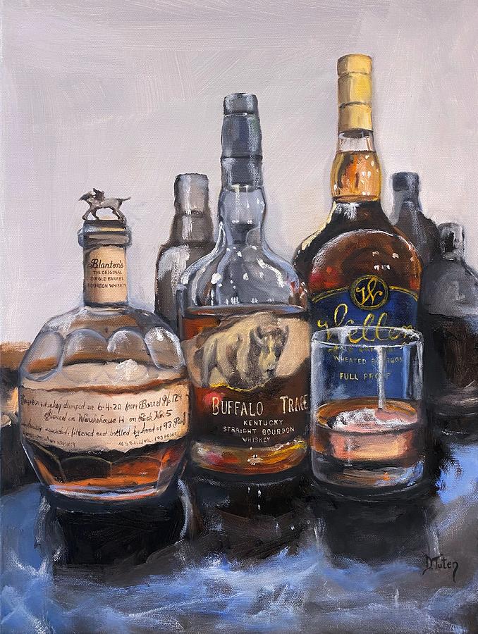 Bottle Painting - Blantons and Friends Bourbon Bar Painting by Donna Tuten
