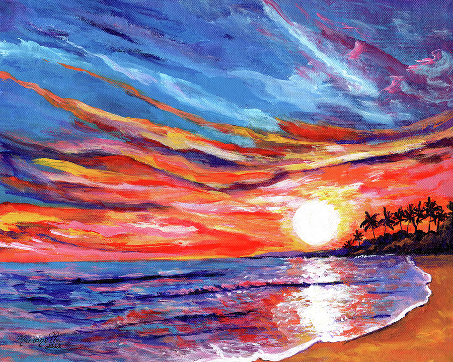 Blazing Kauai Sunset Painting by Marionette Taboniar