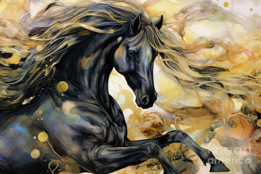 Yellowstone National Park Painting - Blazing Stallion by Tina LeCour
