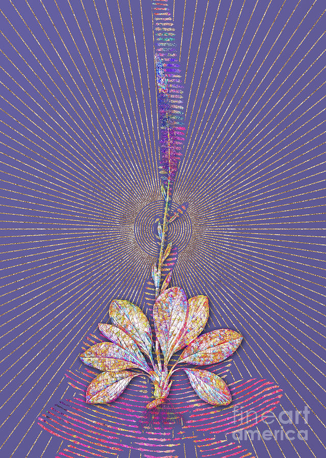 Blazing Star Mosaic Botanical Art on Veri Peri n.0039 Mixed Media by Holy Rock Design
