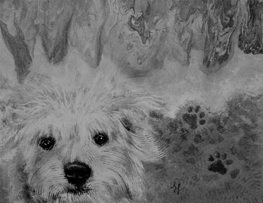 Beach Dog Sketch Drawing by Lynn Raizel Lane
